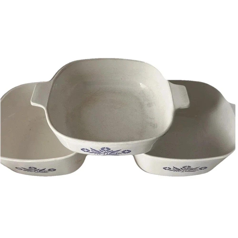 Corning Ware Blue Cornflower 1.75‎ Qt P-1 3/4-B Casserole Set 3